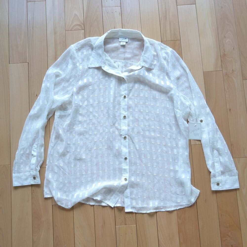 Jacklyn Smith Blouse Long Sleeve White and Gold Size XXL Gorgeous Top